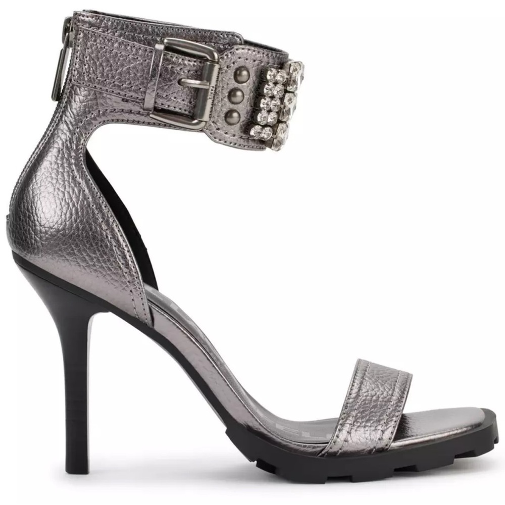 NEW KARL LAGERFELD Malinda Ankle Cuff Sandals - Pewter - size 9M/40B - Picture 3 of 5
